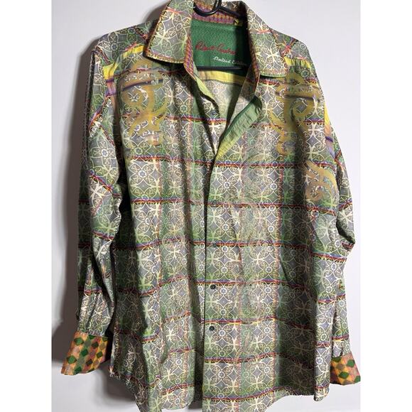 Robert Graham Limited Edition Shirt Men's 2XL (fit L/XL) Green Jacquard 373/532 - Picture 1 of 7
